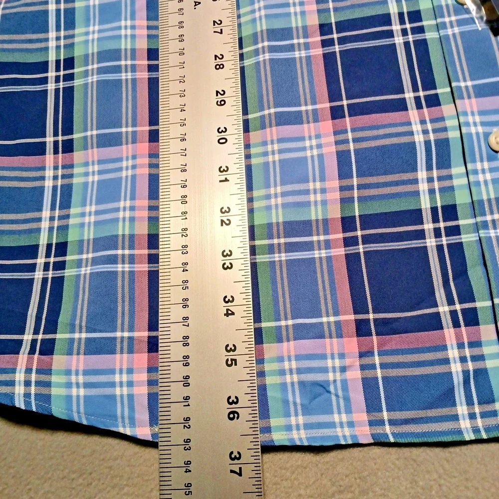 POLO‎ RALPH LAUREN Mens Shirt Button Down Plaid Performance Wicking Blue 4XB